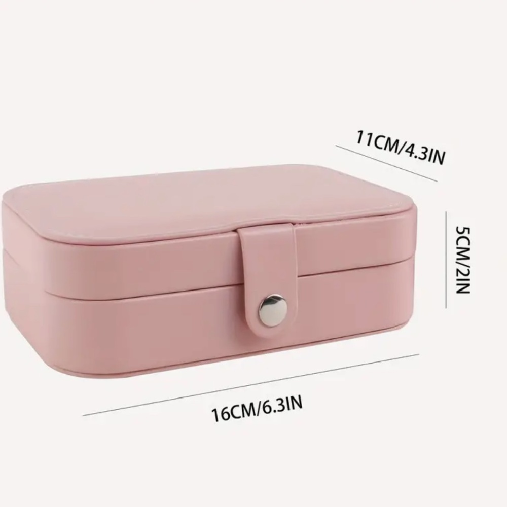 Pink Jewelry Box Double Layer PU Leather Small Organizer BRAND NEW 6" X 4" X 2" - Picture 9 of 10